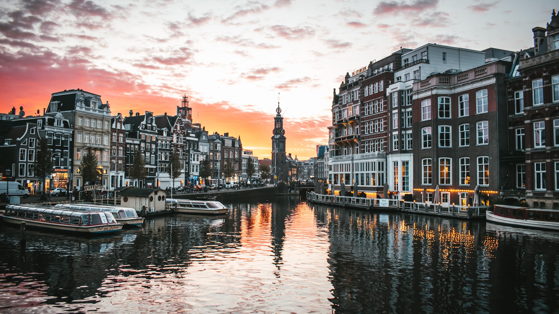 Photo of the canals in Amsterdam, capital of The Netherlands