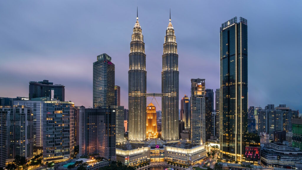 Aerial photo of the skyline of Kuala Lumpur, capital of Malaysia