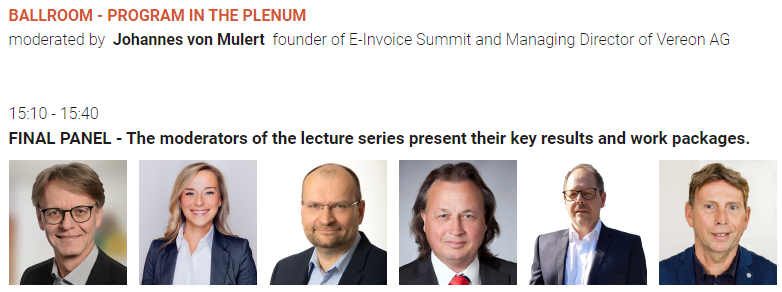 Screenshot from the eRechnungsgipfel in Berlin on June 10-11 where Michael Walther, co-founder of The Invoicing Hub, will attend and be one of the panelists at the final session.