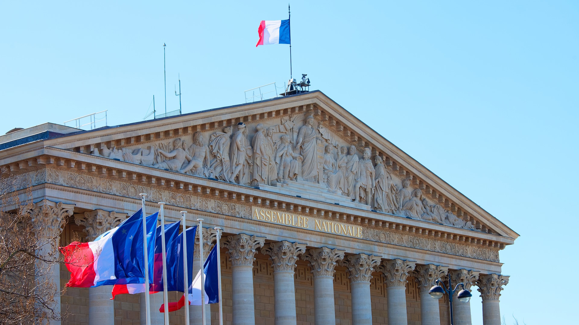 Photo of the French Parliament building (Assemblée Nationale) in Paris, capital of France