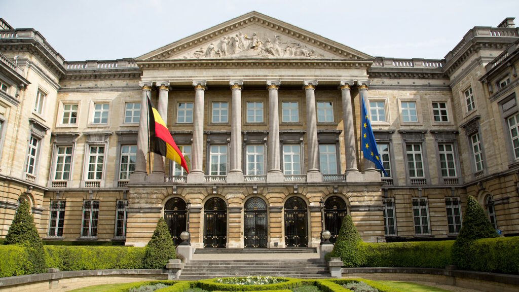 Photo of the Palace of the Nation, hosting the Belgian parliament in Brussels, capital of Belgium