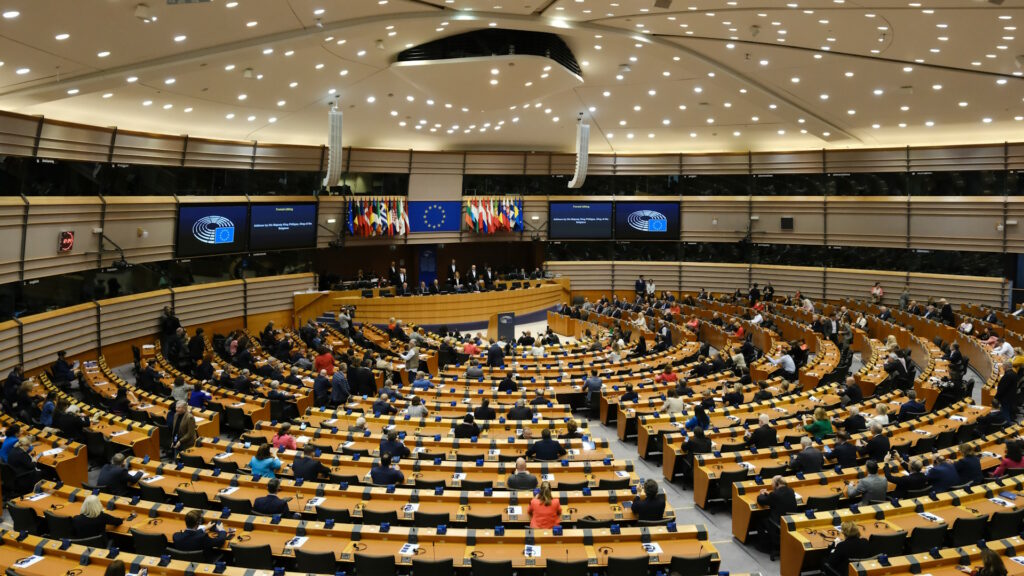 Photo of the European Parliament, gathered within the European Commission in Brussels, capital of Belgium